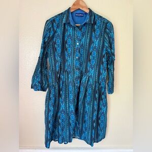 Ro's Garden Blue Button Front Dress